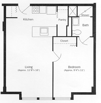 One Bedroom Apartment Floor Plan