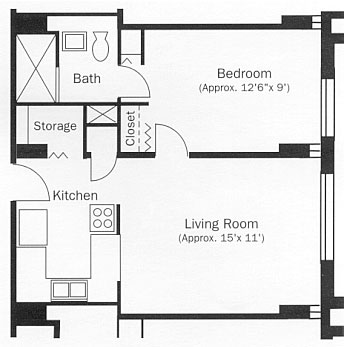 One Bedroom Apartment Floor Plan