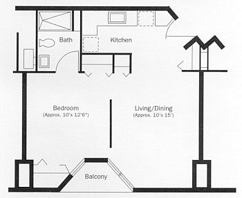 One Bedroom Apartment, Type A Floor Plan