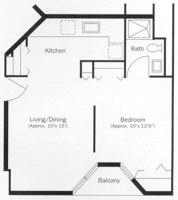 One Bedroom Apartment, Type B Floor Plan
