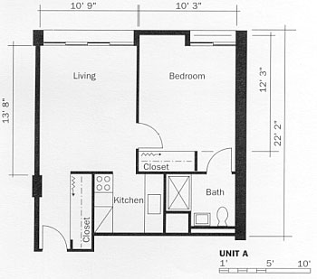One Bedroom Apartment, Type A Floor Plan