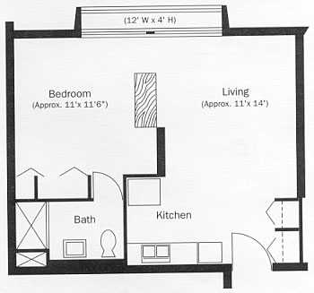 One Bedroom Apartment Floor Plan