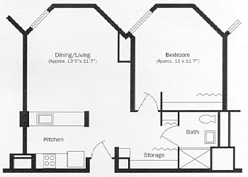 One Bedroom Apartment Floor Plan