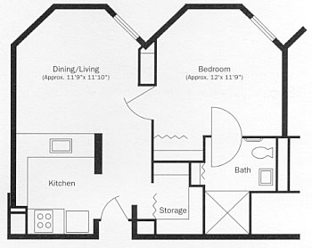 Wheelchair Accessible One Bedroom Apartment Floor Plan
