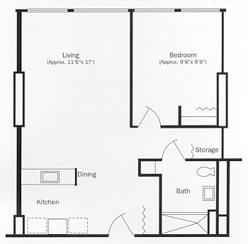 One Bedroom Apartment Floor Plan, Type B